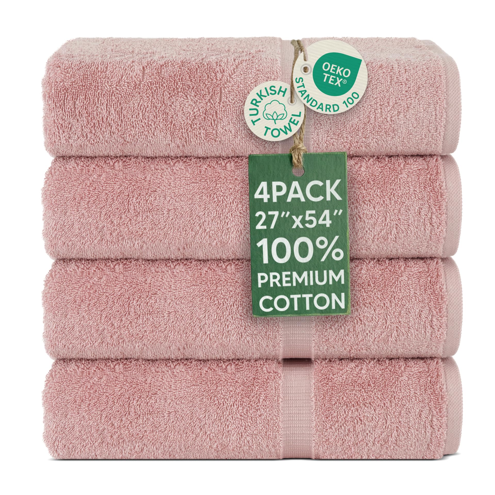 Chakir Turkish Linens 4 Piece Extra Large Bath Towels, 100% Cotton Luxury Turkish Towels for Bathroom, Soft Absorbent Bath Towels, 30 x 60 Inches, Wedgewood