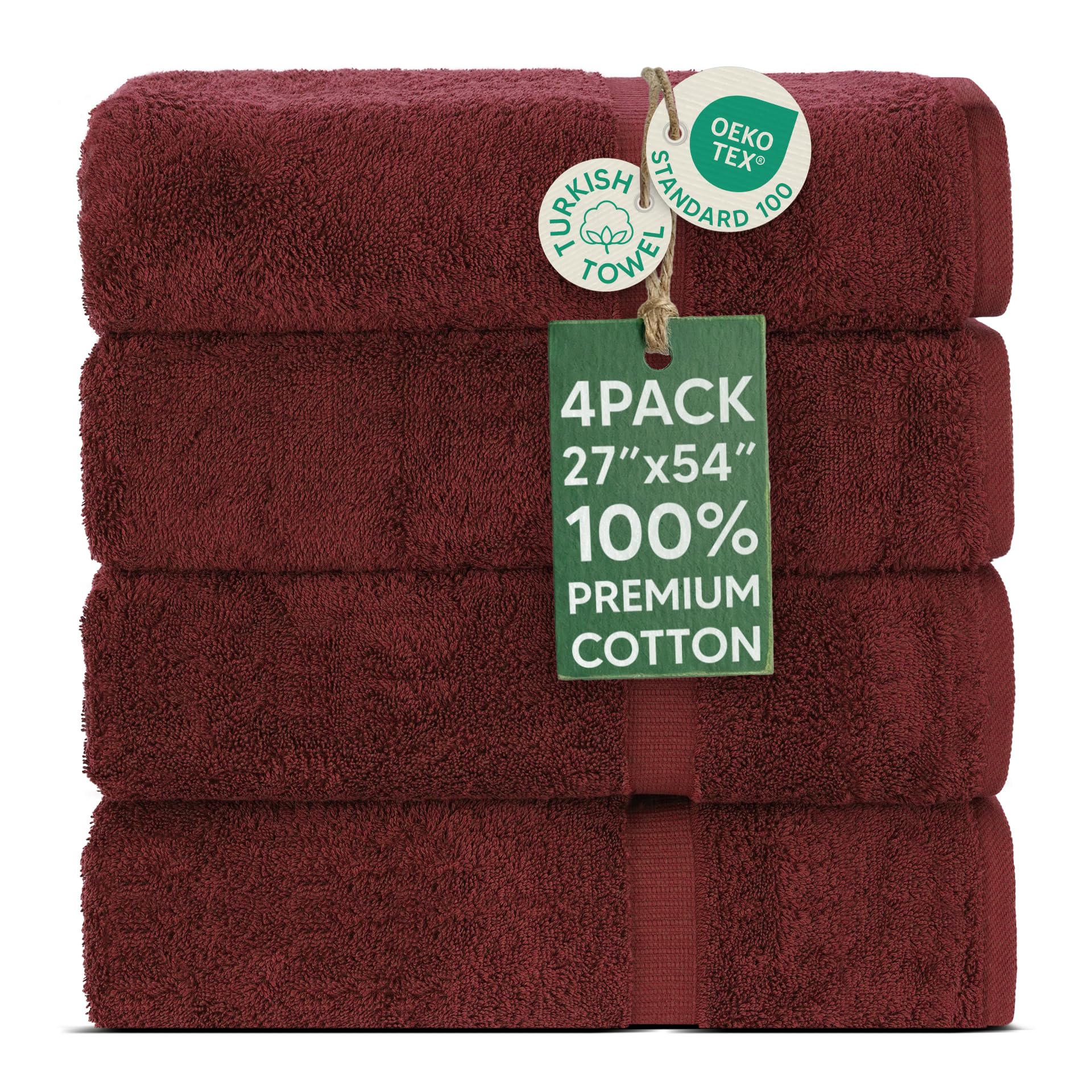 Chakir Turkish Linens 4 Piece Extra Large Bath Towels, 100% Cotton Luxury Turkish Towels for Bathroom, Soft Absorbent Bath Towels, 30 x 60 Inches, Wedgewood