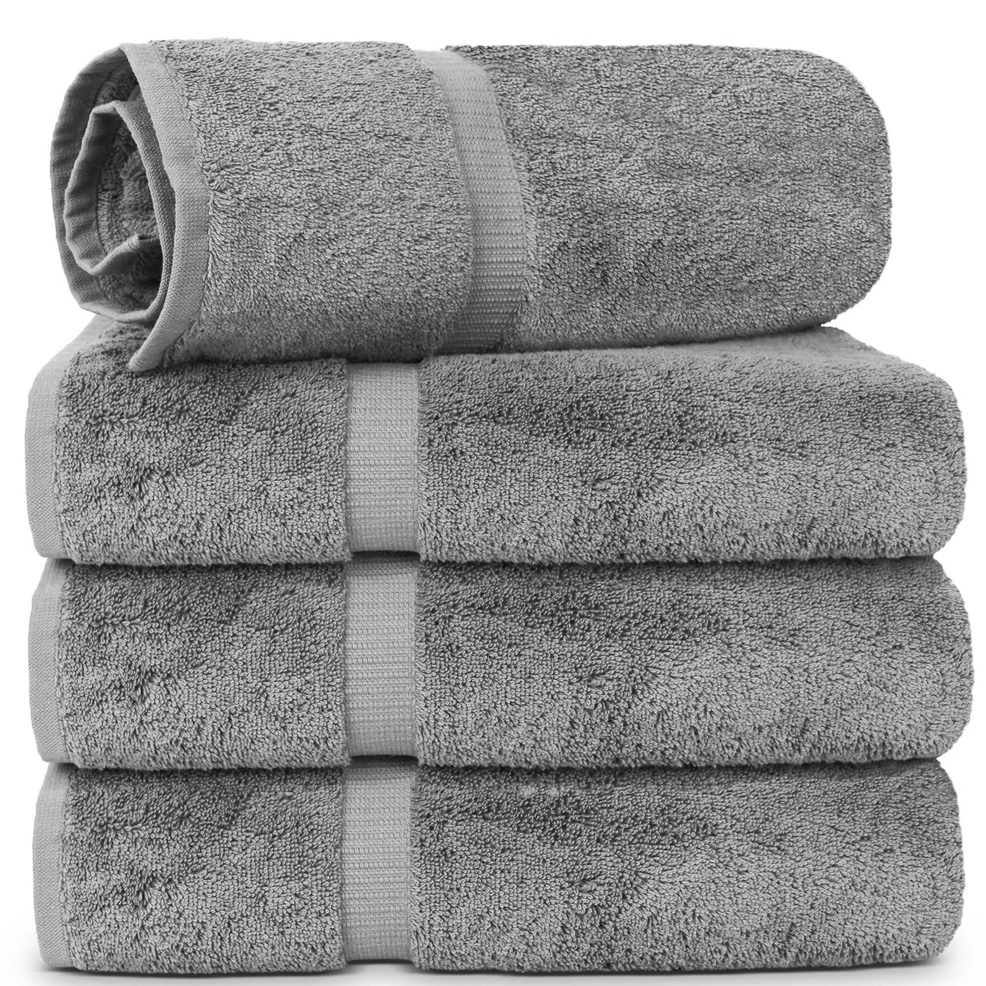 Chakir Turkish Linens 4 Piece Extra Large Bath Towels, 100% Cotton Luxury Turkish Towels for Bathroom, Soft Absorbent Bath Towels, 30 x 60 Inches, Wedgewood