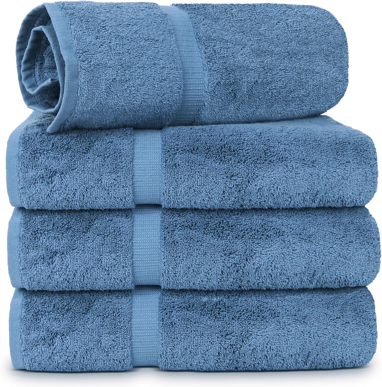 Chakir Turkish Linens 4 Piece Extra Large Bath Towels, 100% Cotton Luxury Turkish Towels for Bathroom, Soft Absorbent Bath Towels, 30 x 60 Inches, Wedgewood