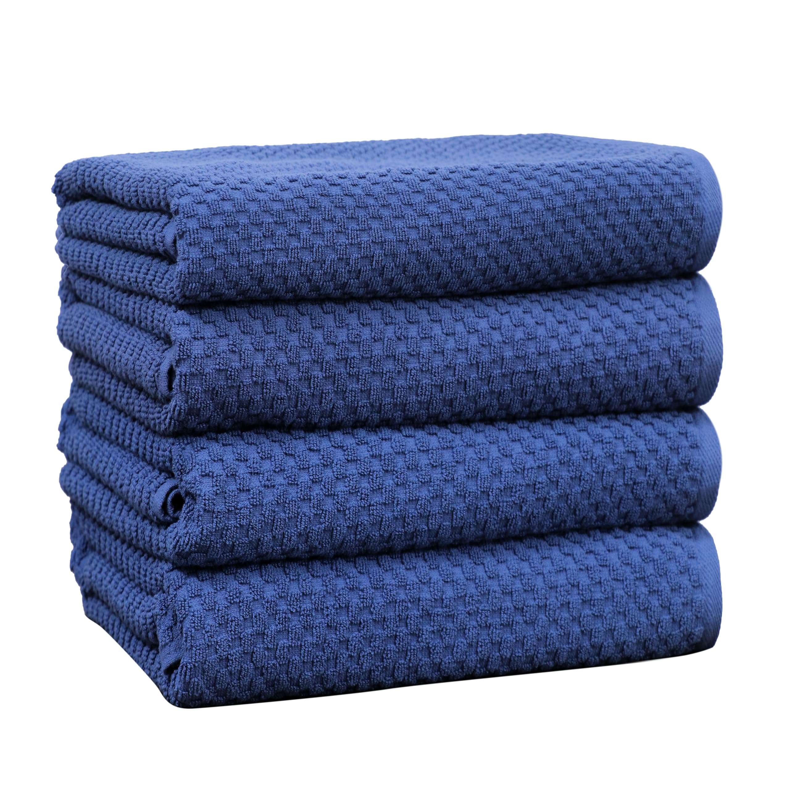 Set of 4 Linen Waffle Weave Bath Towels, 100% Ringspun Cotton 30"×56" Quick Dry Towels