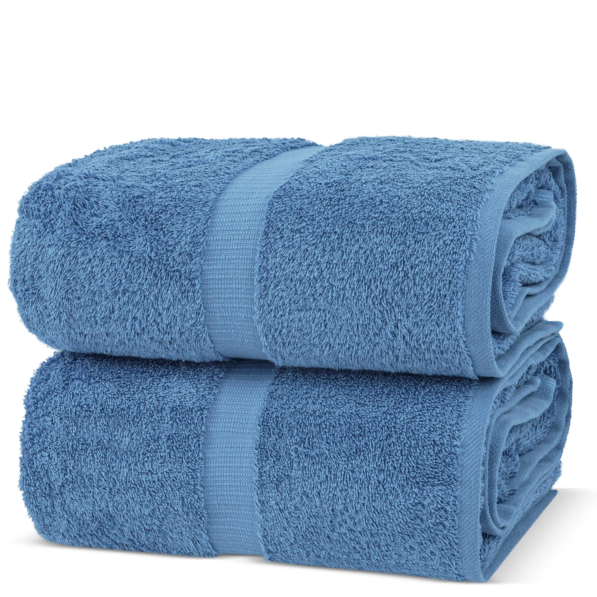 Chakir Turkish Linens 4 Piece Extra Large Bath Towels, 100% Cotton Luxury Turkish Towels for Bathroom, Soft Absorbent Bath Towels, 30 x 60 Inches, Wedgewood