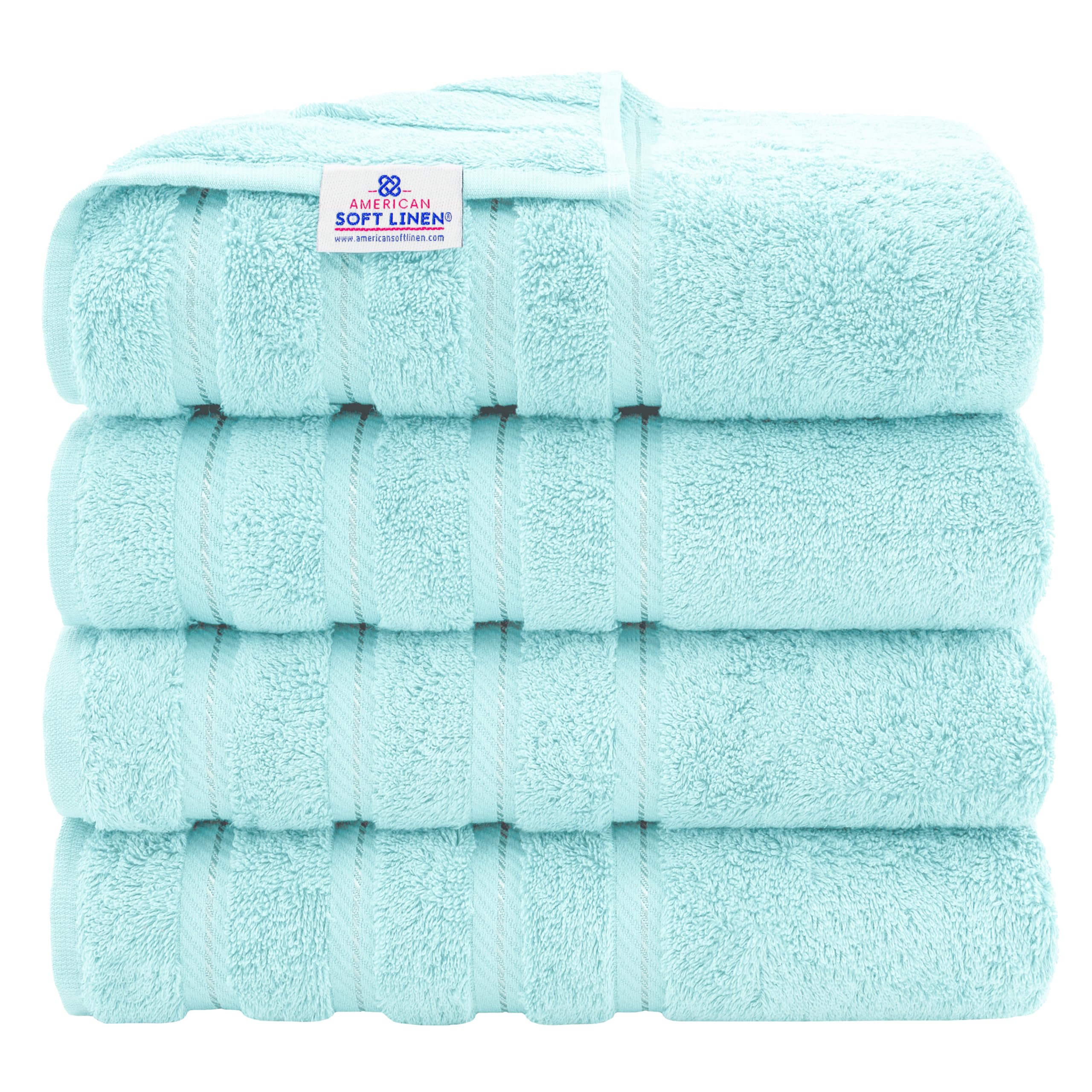 American Soft Linen Luxury 6 Piece Towel Set, 2 Bath Towels 2 Hand Towel 2 Washcloths, 600 GSM 100% Cotton Turkish Towels for Bathroom, Silver Grey Towel Sets