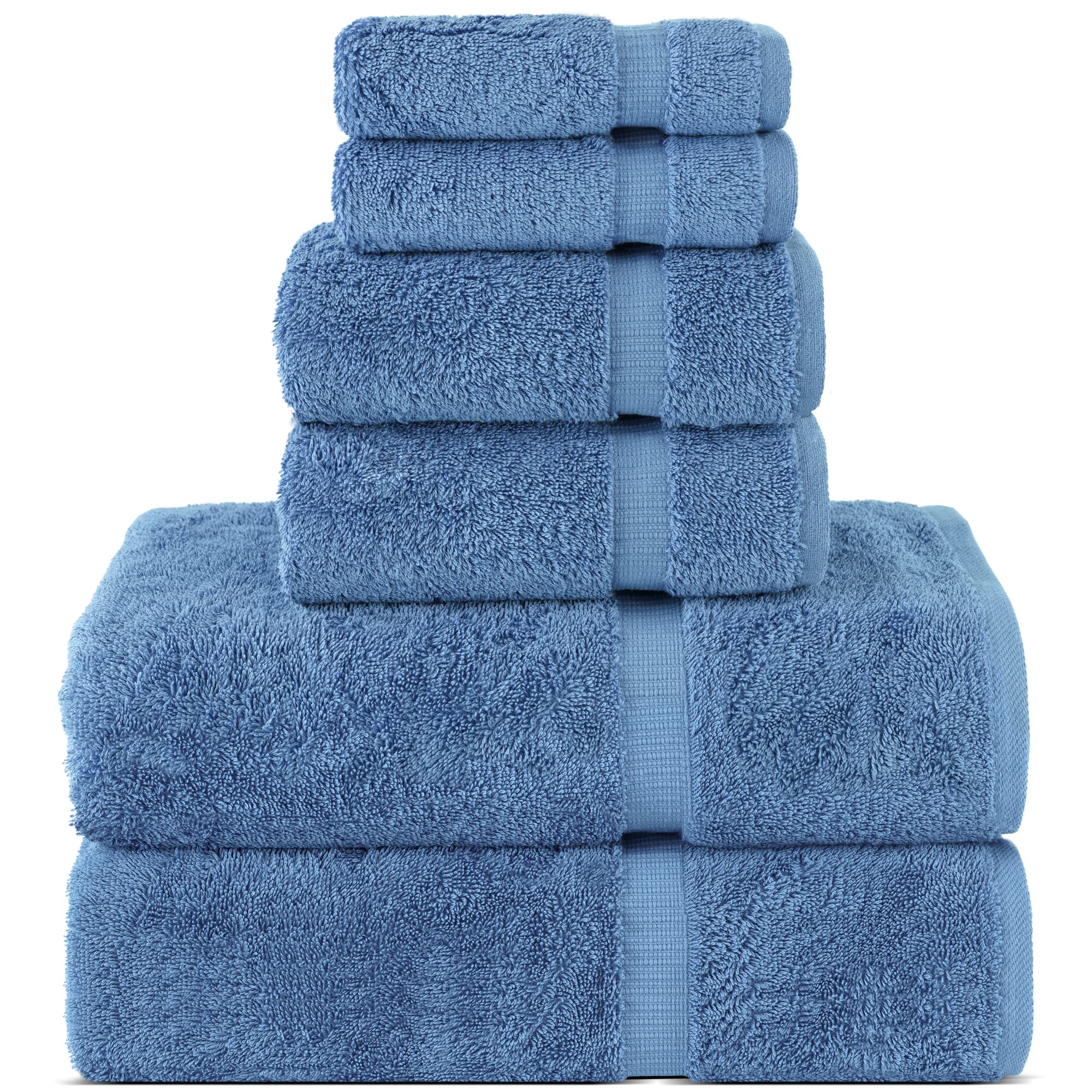 Chakir Turkish Linens 4 Piece Extra Large Bath Towels, 100% Cotton Luxury Turkish Towels for Bathroom, Soft Absorbent Bath Towels, 30 x 60 Inches, Wedgewood