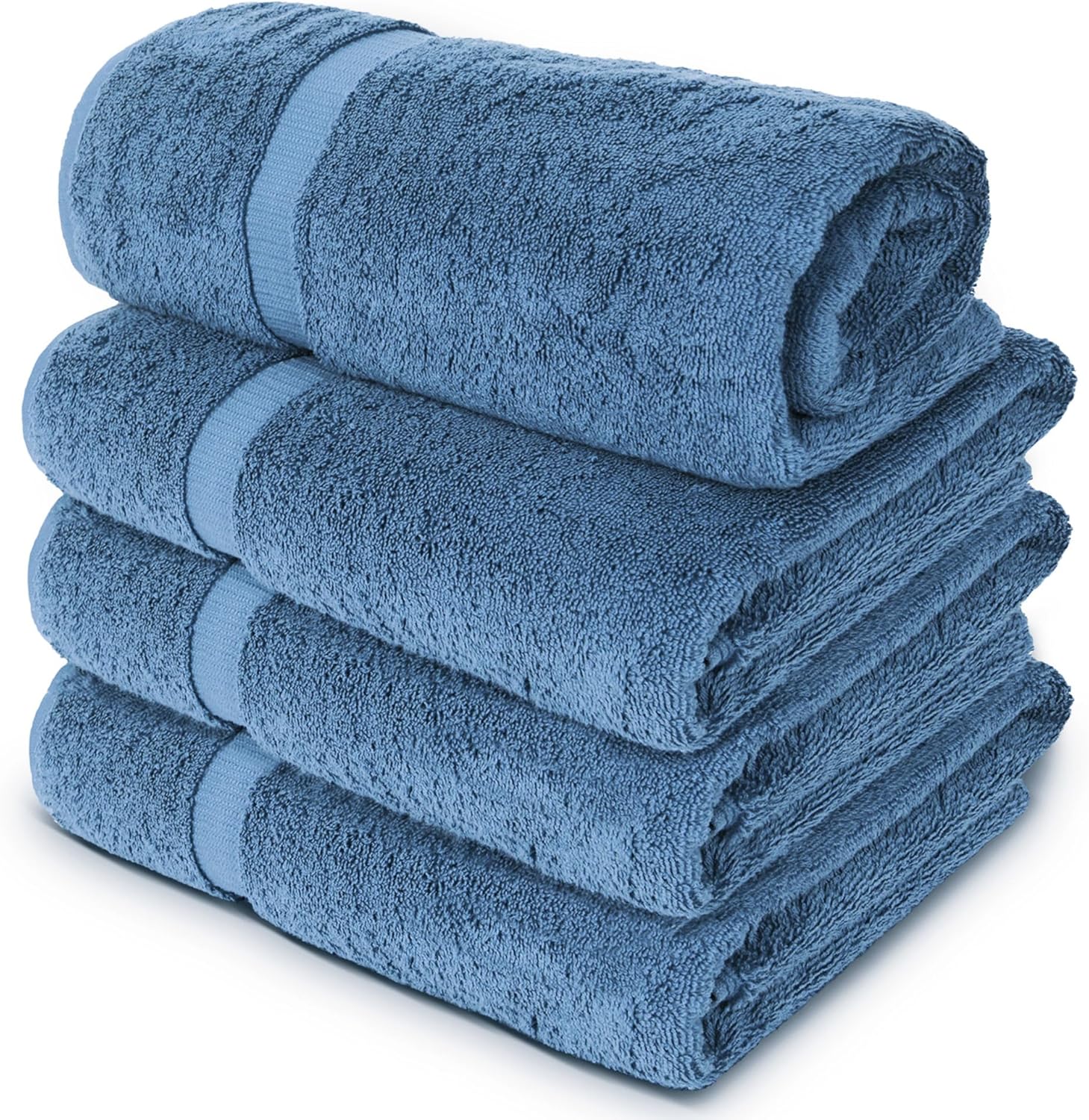 Chakir Turkish Linens 4 Piece Extra Large Bath Towels, 100% Cotton Luxury Turkish Towels for Bathroom, Soft Absorbent Bath Towels, 30 x 60 Inches, Wedgewood