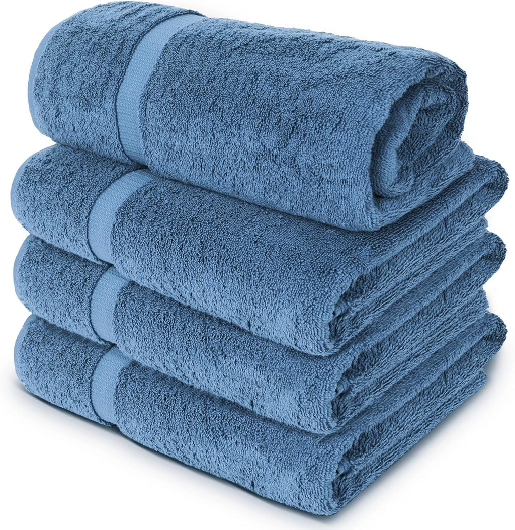 Chakir Turkish Linens 4 Piece Extra Large Bath Towels, 100% Cotton Luxury Turkish Towels for Bathroom, Soft Absorbent Bath Towels, 30 x 60 Inches, Wedgewood