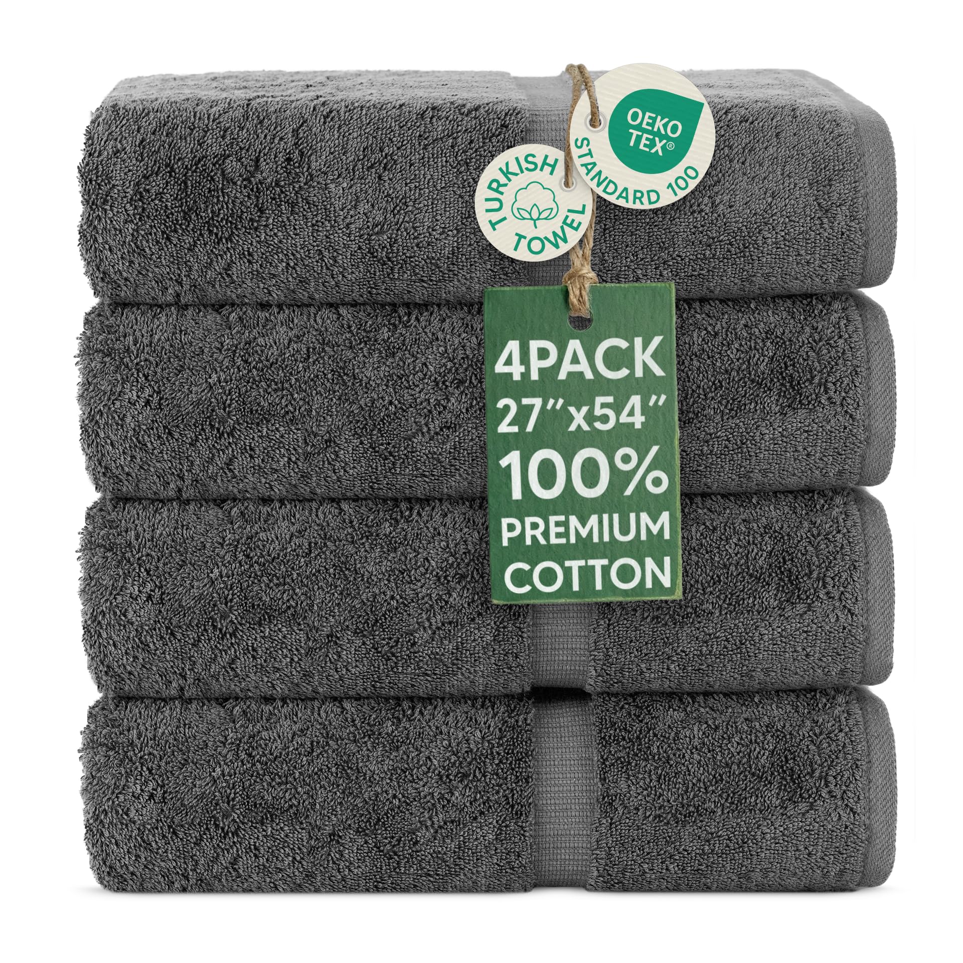 Chakir Turkish Linens 4 Piece Extra Large Bath Towels, 100% Cotton Luxury Turkish Towels for Bathroom, Soft Absorbent Bath Towels, 30 x 60 Inches, Wedgewood